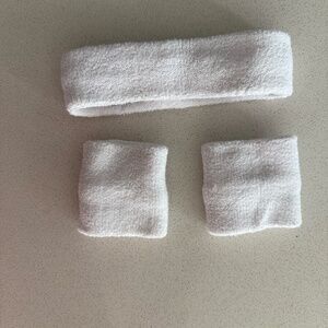 White Terry Cloth Sweatband Set – Headband & Wristbands
